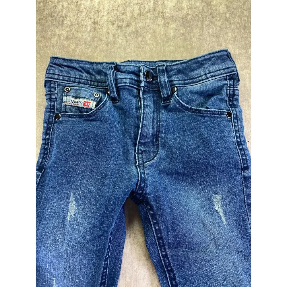 Diesel Kids THANAZ J US Distressed Adjustable Waist Skinny Jeans Size 5